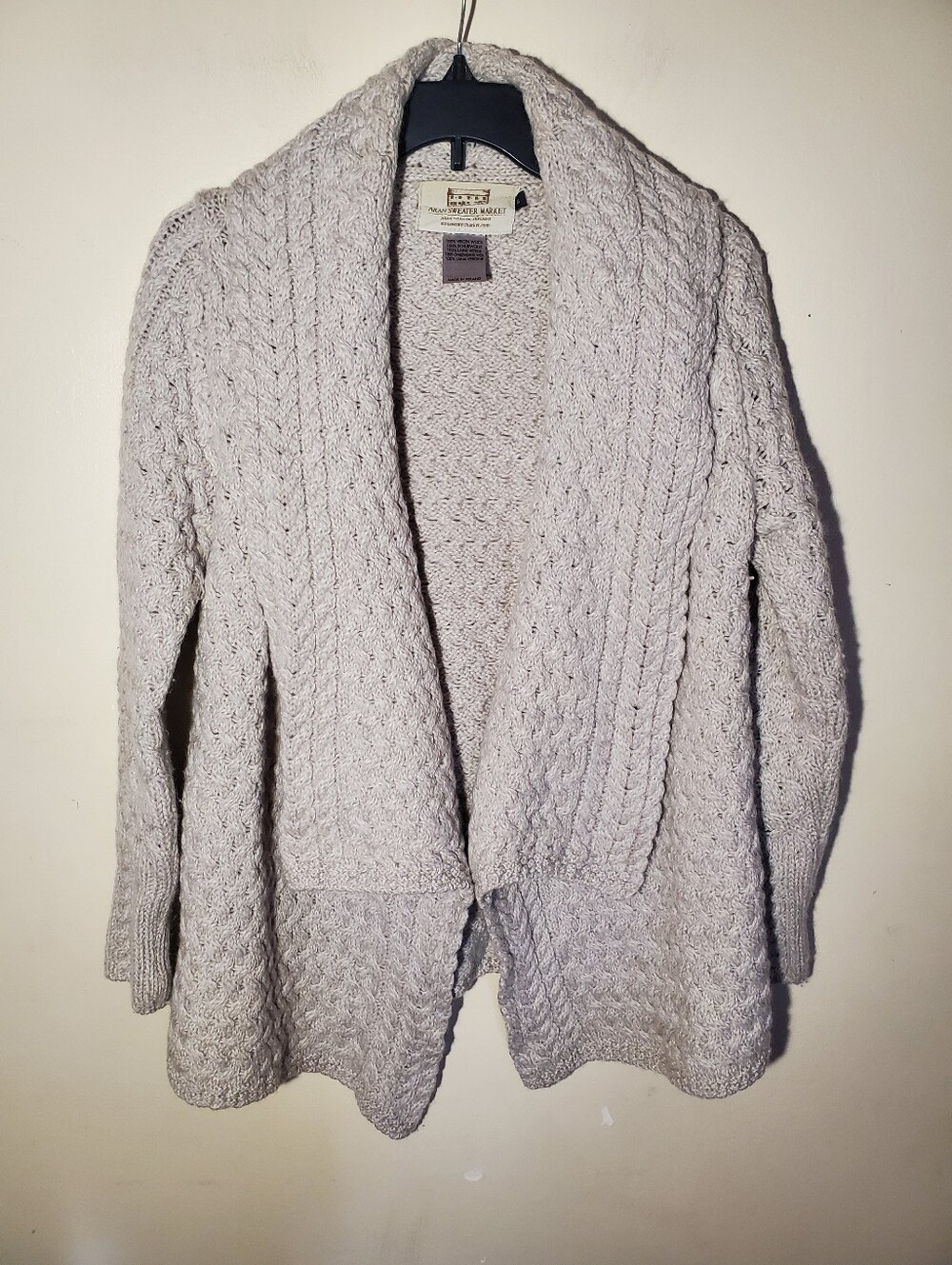 Aran sweater market Waterfall Cable Cardigan S Grey